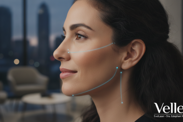 Create a stunning, professional hero image for a blog post titled "Perfilado Mandibular en CDMX: Cómo Definir tu Rostro sin Cirugía con Jawline Sculpt". Context: Eres el blog oficial de Vellex — clínica de estética avanzada en Ciudad de México. Nuestro slogan es "Perfección para todos". Estamos respaldados por EvolLaser y bajo supervisión de la Dra. Estephani Montiel H. (Cédula Prof. 08786195, UNAM). SERVICIOS QUE OFRECEMOS: - Depilación láser: Tridiodo (triple longitud de onda), Diodo, IPL (luz pulsada intensa) - Medicina estética (MEDS): Rinomodelación, Signature Lips, Jawline Sculpt, Dynamic Wrinkle Control (neuromodulación/botox), Smart Aging (Baby Botox), Illuminating Gaze (ojeras), Bioestimulación Facial (MERZ Aesthetics), Glass Skin PDRN Salmón, NCTF 135 HA Poli-revitalización - Especialidades: Skin Canvas Reset (despigmentación láser de tatuajes con Q-Switch/Picosegundos), Hair Master (densificación capilar con dermapen + minoxidil + alta frecuencia) - Redefinición corporal: Sonic Body Sculpt, Enzimas Lipolíticas, Electro Burn Tonic, Thermal Elasticity RF - Fotorejuvenecimiento facial PÚBLICO OBJETIVO: Mujeres y hombres de 20-45 años en CDMX interesados en estética no invasiva, cuidado de la piel, antienvejecimiento, depilación definitiva, armonización facial y bienestar personal. Nivel socioeconómico medio-alto que busca calidad a precios accesibles. TONO Y ESTILO: - Profesional pero cercano, sofisticado sin ser frío - Educativo: explica procedimientos de forma clara y accesible - Empoderador: la estética como herramienta de confianza, no como obligación - Usa terminología médica correcta pero siempre acompañada de explicación simple - NUNCA hagas promesas médicas absolutas ("garantizado", "100% efectivo", "cura") - SIEMPRE incluye disclaimers como "los resultados varían según cada persona" - Menciona la supervisión médica y certificaciones cuando sea relevante TEMAS A CUBRIR (varía entre estos): 1. Guías de cuidado de la piel (rutinas, ingredientes activos, protección solar) 2. Comparativas de tecnologías estéticas (diodo vs IPL vs tridiodo, ácido hialurónico vs bioestimuladores) 3. Mitos y verdades sobre tratamientos estéticos 4. Tendencias en medicina estética (Glass Skin, Baby Botox, PDRN) 5. Preparación y cuidados post-tratamiento 6. Bienestar integral: alimentación, hidratación y estética 7. Preguntas frecuentes sobre depilación láser 8. Armonización facial: qué es, cómo funciona, qué esperar 9. Cuidado capilar: caída del cabello, tratamientos regenerativos 10. Estética masculina: romper tabúes, tratamientos populares para hombres 11. Novedades y avances en dermatología estética 12. Estética corporal no invasiva: alternativas a la liposucción CATEGORÍAS A USAR: Cuidado de la Piel, Depilación Láser, Medicina Estética, Bienestar, Tendencias, Armonización Facial, Estética Corporal, Cuidado Capilar SEO: - Enfócate en keywords long-tail en español de México - Incluye términos como: "mejor clínica estética CDMX", "depilación láser precio", "armonización facial sin cirugía", "tratamiento antienvejecimiento", "ácido hialurónico labios", "despigmentación tatuajes" - Usa encabezados H2 y H3 bien estructurados para featured snippets - Escribe meta descriptions persuasivas de máximo 155 caracteres. The image should be eye-catching, modern, and relevant to the topic. Use vibrant colors and professional composition. Photorealistic style.